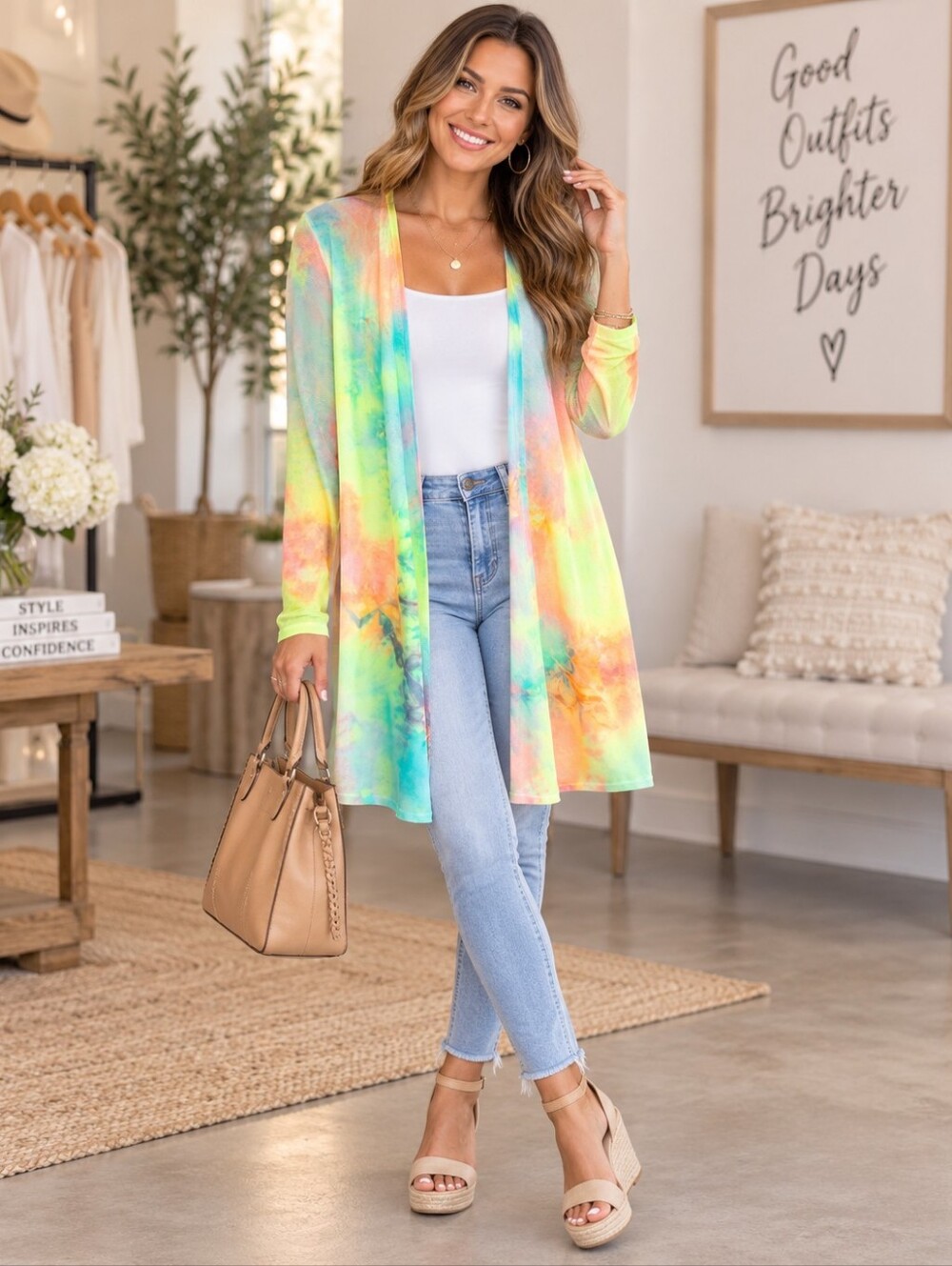 Vibrant neon tie-dye open-front mesh cardigan Womens Size L